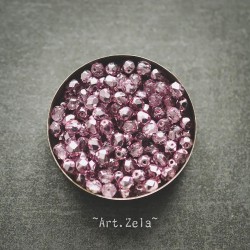 Facettes rose cristal 4mm X40 Perles verre tchèque métallisé