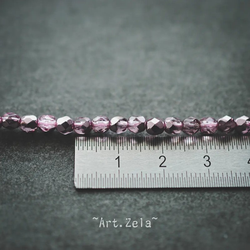 Facettes rose cristal 4mm X40 Perles verre tchèque métallisé