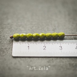 Facettes vert olive 4mm X50 Perles verre tchèque opaque