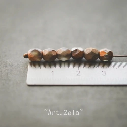 Facettes gris cuivre orangé 6mm X20 Perles verre tchèque métallisé