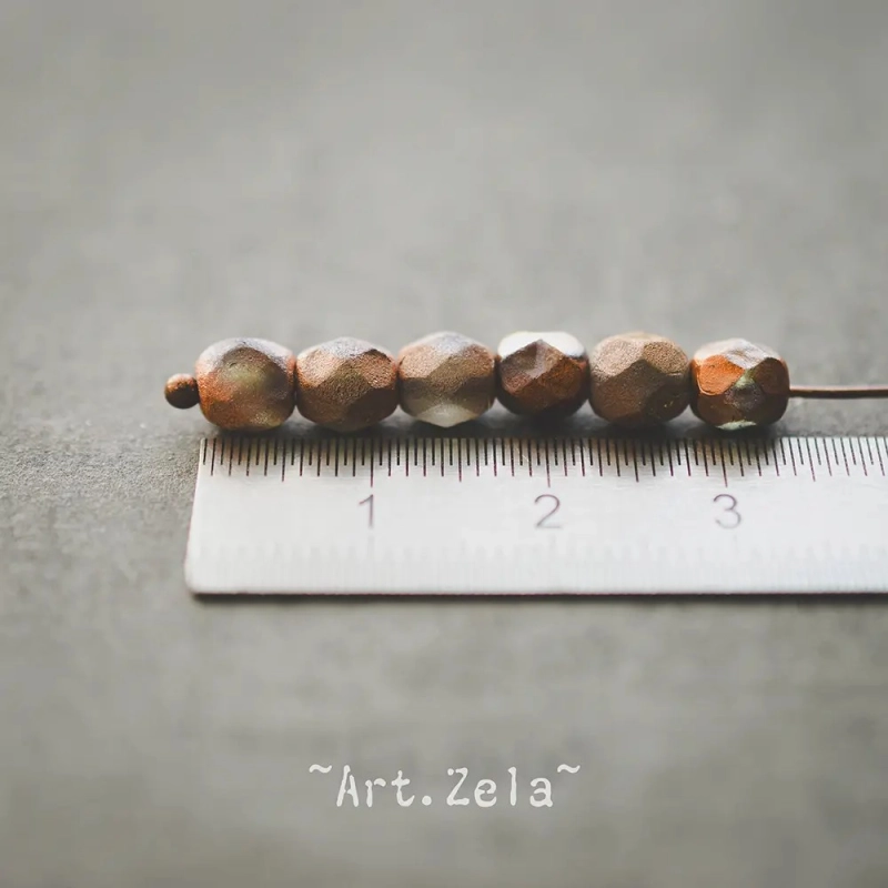Facettes gris cuivre orangé 6mm X20 Perles verre tchèque métallisé