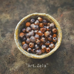 Facettes gris cuivre orangé 6mm X20 Perles verre tchèque métallisé