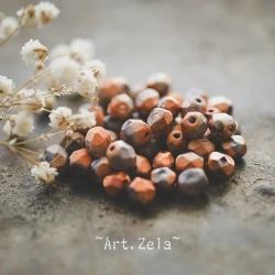 Facettes gris cuivre orangé 6mm X20 Perles verre tchèque métallisé