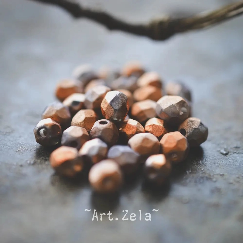 Facettes gris cuivre orangé 6mm X20 Perles verre tchèque métallisé