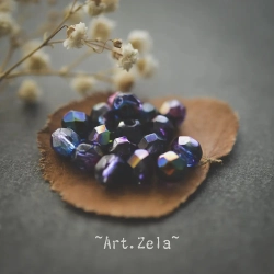 Facettes pourpre bleu vert 6mm X20 Perles verre tchèque irisé