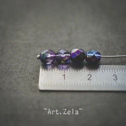 Facettes pourpre bleu vert 6mm X20 Perles verre tchèque irisé