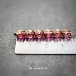 Facettes framboise bronze 6mm X20 Perles verre tchèque lustré