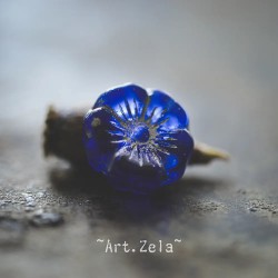 Fleurs hawaïennes bleu blanc 12mm X6 Perles verre tchèque