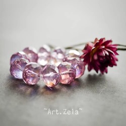 Rondelles facettes lilas irisé 13mm X2 Grandes perles verre tchèque AB