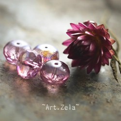 Rondelles facettes lilas irisé 13mm X2 Grandes perles verre tchèque AB