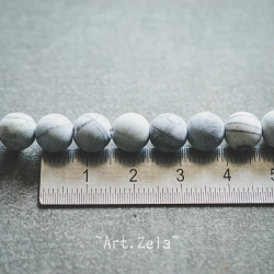 Perles Jaspe Picasso polychrome gris-bleu 8mm X15 - Perles gemmes