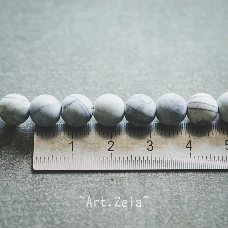 Perles Jaspe Picasso polychrome gris-bleu 8mm X15 - Perles gemmes