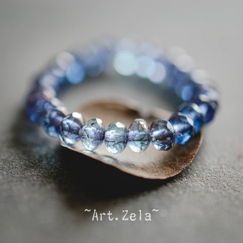 Mini rondelles bleu cuivre 5x3mm X30 Perles verre tchèque facetté