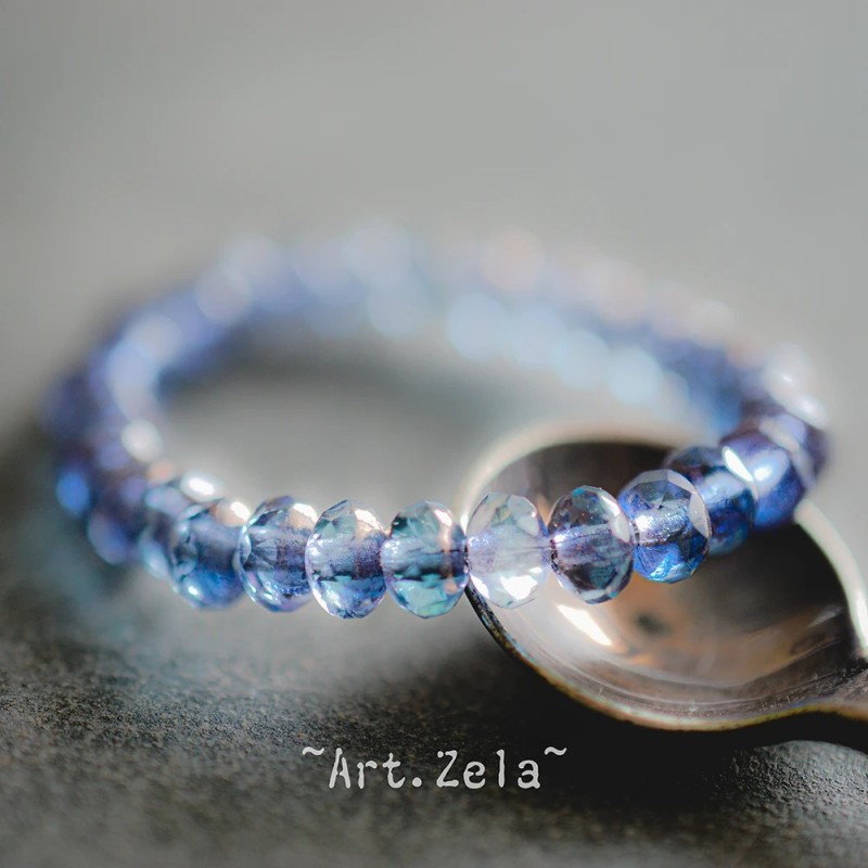 Mini rondelles bleu cuivre 5x3mm X30 Perles verre tchèque facetté