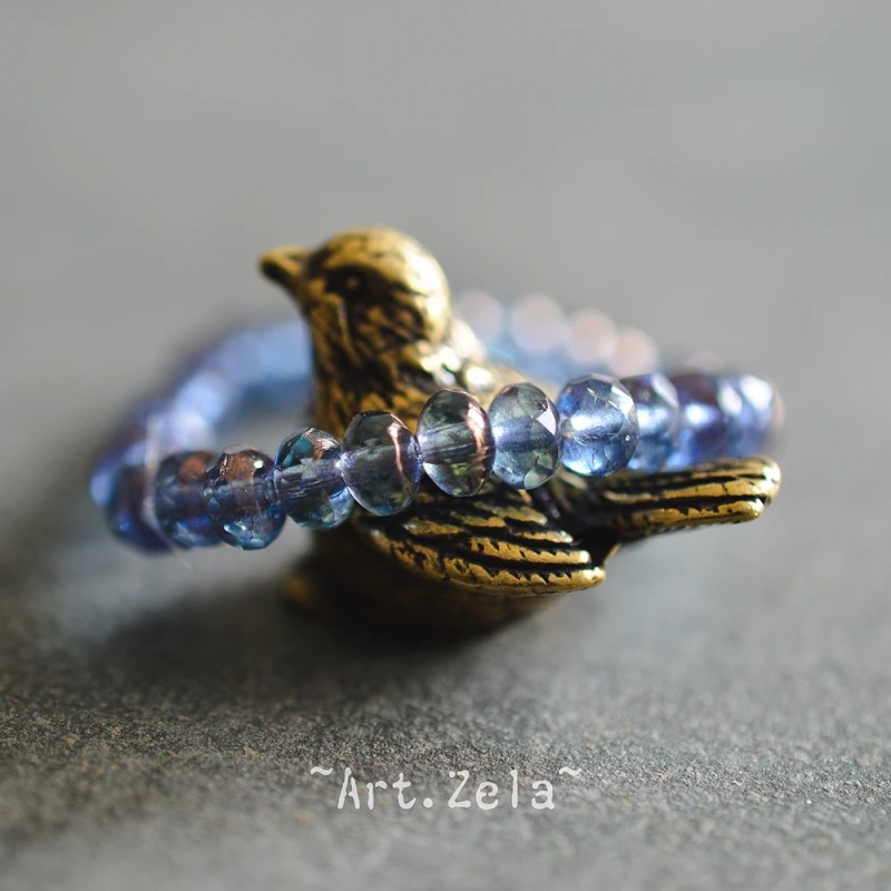 Mini rondelles bleu cuivre 5x3mm X30 Perles verre tchèque facetté