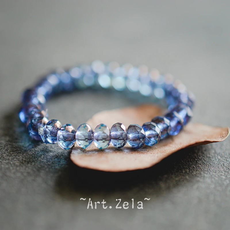 Mini rondelles bleu cuivre 5x3mm X30 Perles verre tchèque facetté
