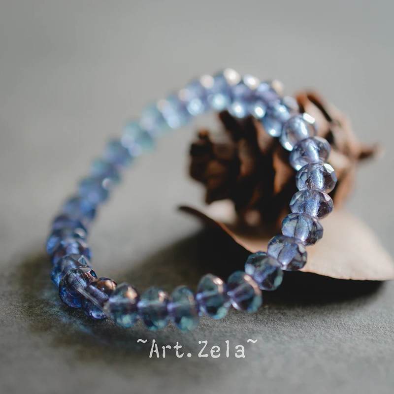 Mini rondelles bleu cuivre 5x3mm X30 Perles verre tchèque facetté