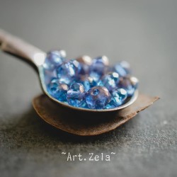Mini rondelles bleu cuivre 5x3mm X30 Perles verre tchèque facetté