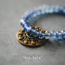 Mini rondelles bleu cuivre 5x3mm X30 Perles verre tchèque facetté