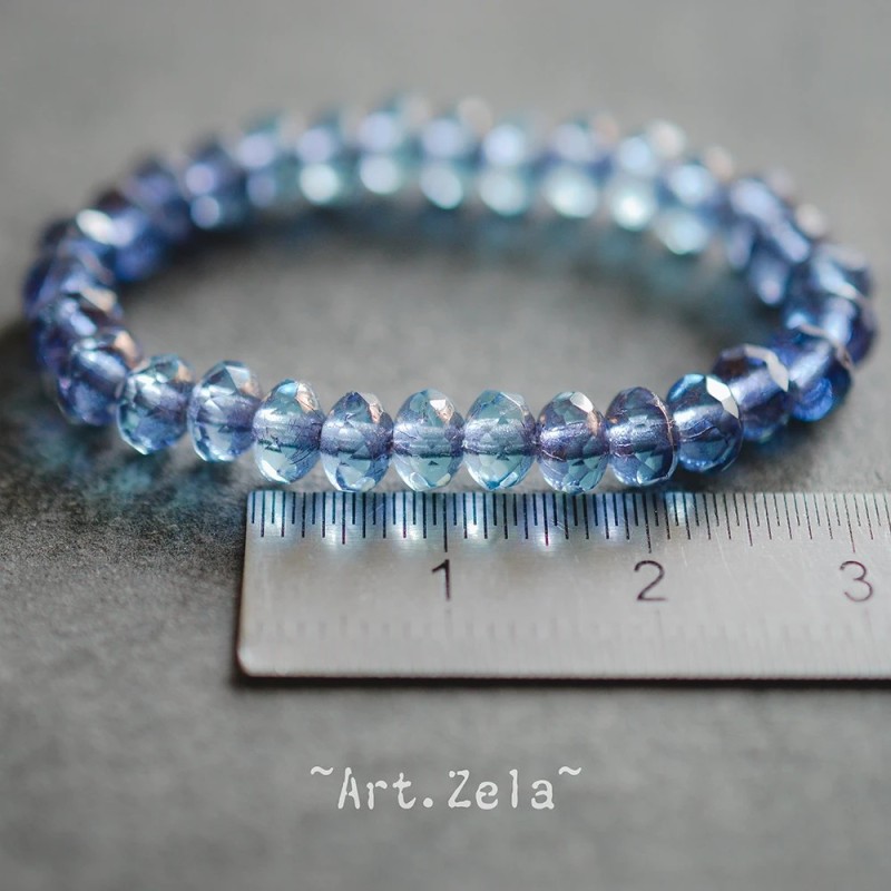 Mini rondelles bleu cuivre 5x3mm X30 Perles verre tchèque facetté