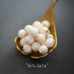 Perles rondes blanc doré 6mm X20 Perles verre tchèque