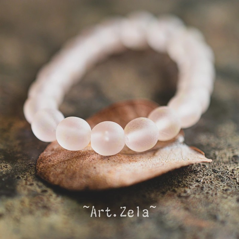 Perles rondes rose pâle 6mm X20 Perles verre tchèque dépoli