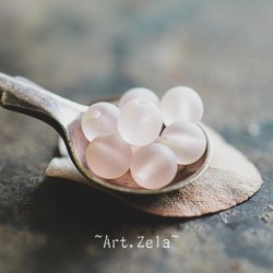 Perles rondes rose pâle 6mm X20 Perles verre tchèque dépoli