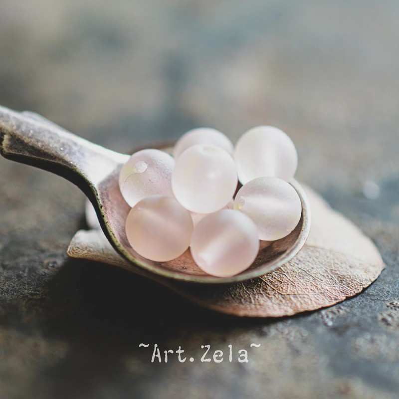 Perles rondes rose pâle 6mm X20 Perles verre tchèque dépoli