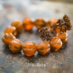 Melons orange brique 10mm X10 Perles verre tchèque opalescent