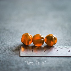 Melons orange brique 10mm X10 Perles verre tchèque opalescent