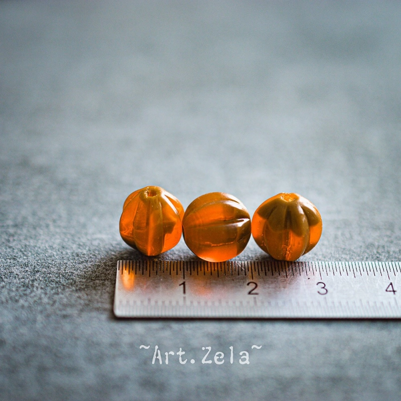 Melons orange brique 10mm X10 Perles verre tchèque opalescent