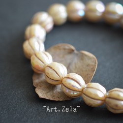 Melons facettés beige 8mm X4 Perles verre tchèque AB premium