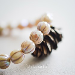 Melons facettés beige 8mm X4 Perles verre tchèque AB premium