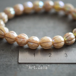 Melons facettés beige 8mm X4 Perles verre tchèque AB premium