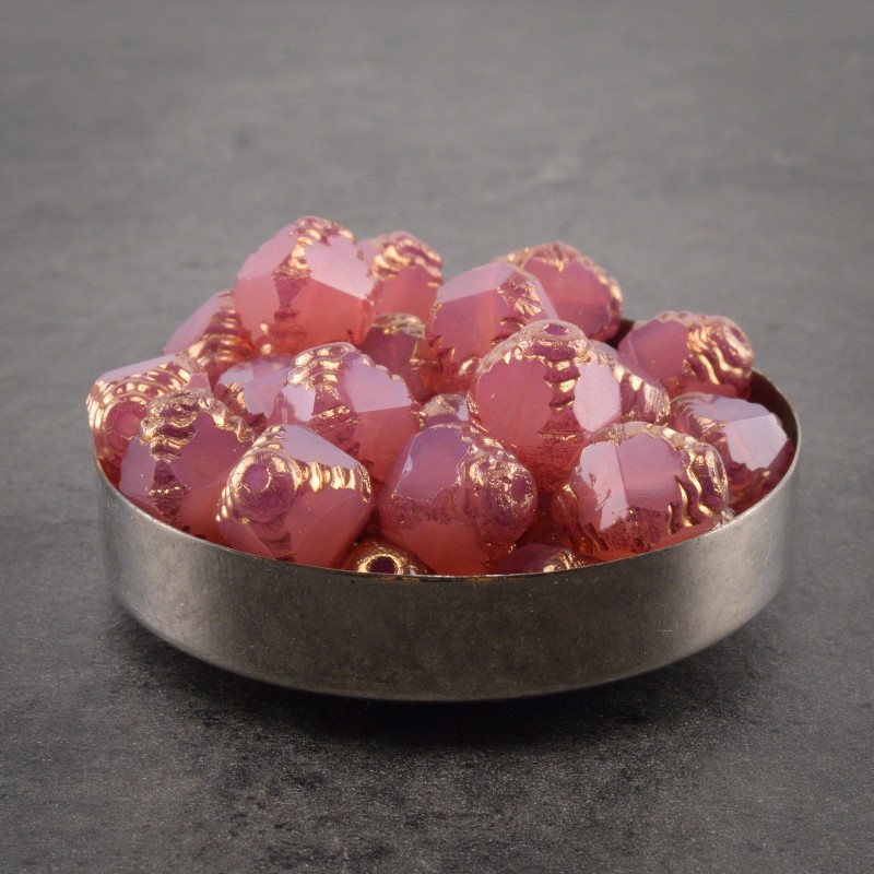 Bicônes rose opal 10mm X6 Perles Verre Tchèque Premium