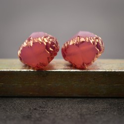 Bicônes rose opal 10mm X6 Perles Verre Tchèque Premium