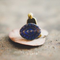 Oeil mystique gris et bleu métallique 14mm X2 Perles verre tchèque