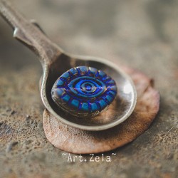 Oeil mystique gris et bleu métallique 14mm X2 Perles verre tchèque