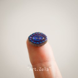 Oeil mystique gris et bleu métallique 14mm X2 Perles verre tchèque