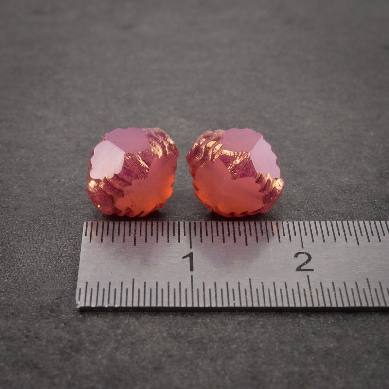 Bicônes rose opal 10mm X6 Perles Verre Tchèque Premium