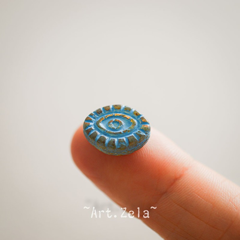 Oeil mystique Picasso ambre turquoise 14mm X2 Perles verre tchèque