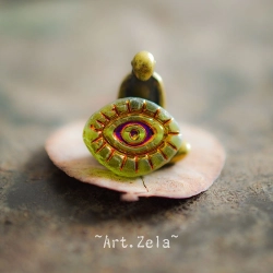 Oeil mystique vert péridot 14mm X2 Perles verre tchèque opaque