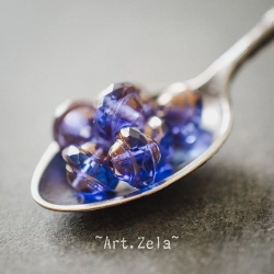 Saturne bleu lavande bronze 10x8mm X10 Perles verre tchèque