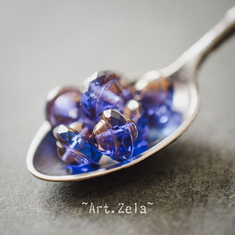 Saturne bleu lavande bronze 10x8mm X10 Perles verre tchèque
