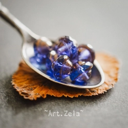 Saturne bleu lavande bronze 10x8mm X10 Perles verre tchèque