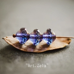 Saturne bleu lavande bronze 10x8mm X10 Perles verre tchèque