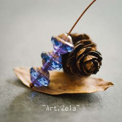 Saturne bleu lavande bronze 10x8mm X10 Perles verre tchèque