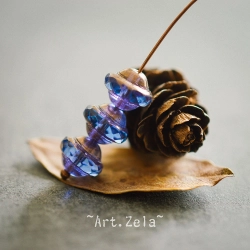 Saturne bleu lavande bronze 10x8mm X10 Perles verre tchèque