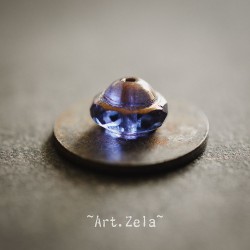 Saturne bleu lavande bronze 10x8mm X10 Perles verre tchèque