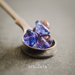 Saturne bleu lavande bronze 10x8mm X10 Perles verre tchèque